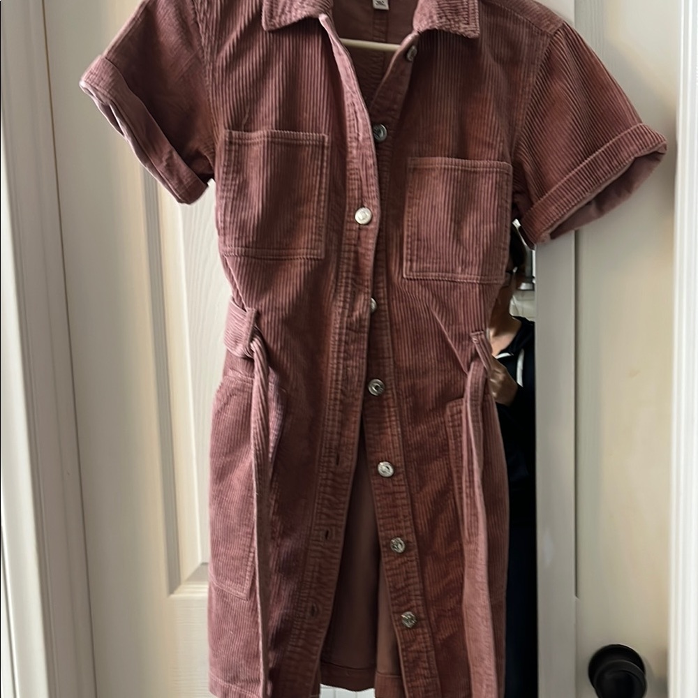 Corduroy Button-Up Dress